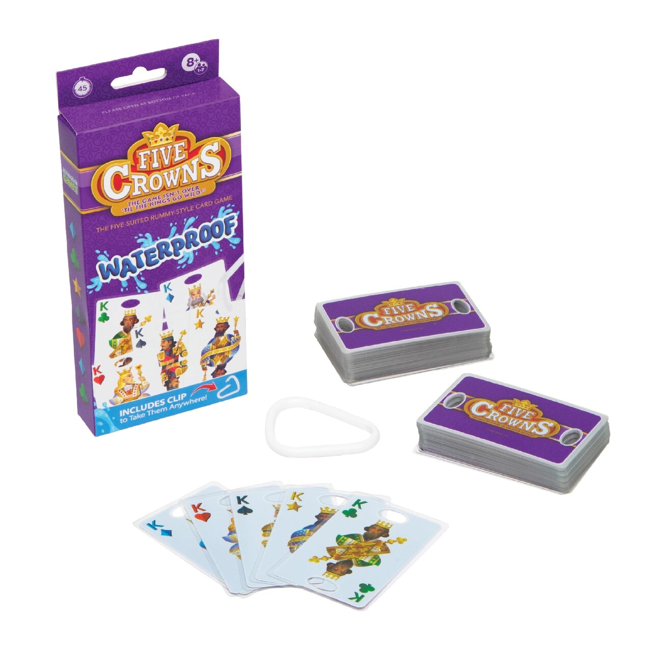 PlayMonster Five Crowns Waterproof Cards Games – Pool, Summer Toys, Pool Games, Family Game Night, The Game isn’t Over Until The Kings Go Wild!, 5 Suited Rummy Style Card Game, Ages 8+